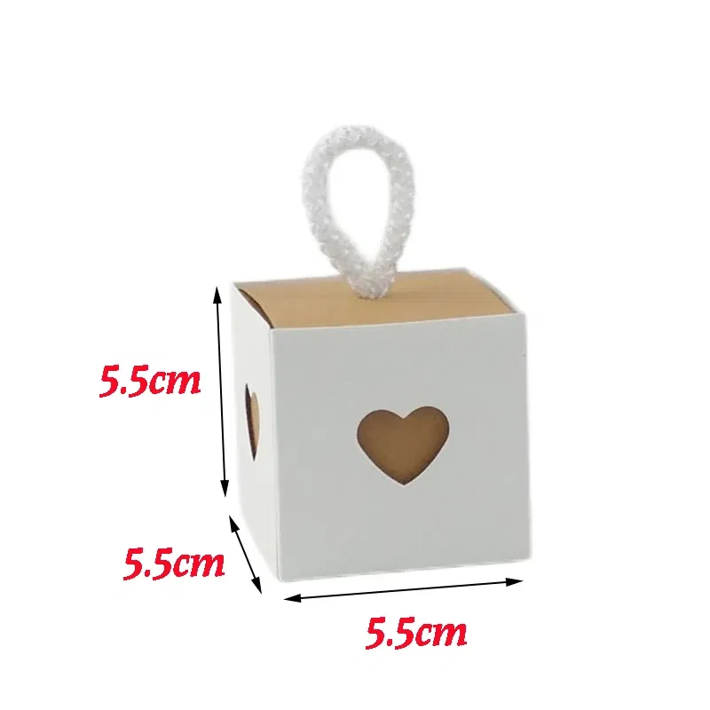 Color: Olive, Gift Box Size: 5x5x5cm, Ships From: CHINA, Gift Bag Size: 9x12cm - 25/50Pcs Kraft Paper Gift Box Square Heart Wedding Favor Candy Box With Rope Hand Packaging Bags Wedding Birthday Party Supplies