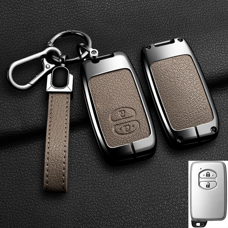 Color Name: Yellow - Alloy Car Key Case Cover Shell Fob For Toyota Prius 30 Alpha Aqua Land Cruiser Auris For Lexus LC 200 2012 - 2014 Parts Keychain