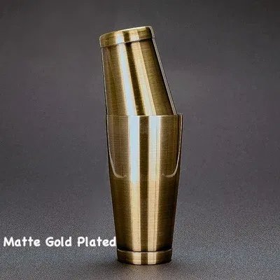 Color: Dark Khaki - Stainless Steel Boston Shaker Bar Shaker with different Surface Finish -2 Piece Cocktail Shaker, 15-Ounce and 25-Ounce