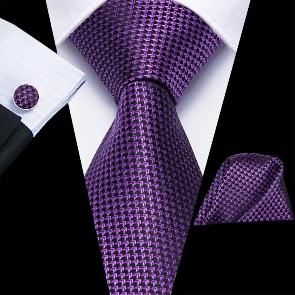 Color: green - Hi-Tie Purple Paisley Silk Elegent Tie for Men Novelty Design Handky cufflink Tie Set Party Business Wedding Dropshipping