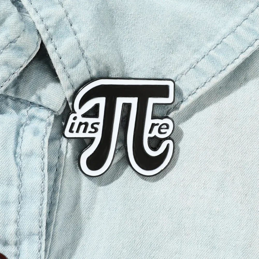 Mathematical Symbol Letters Metal Enamel Pin Badge Brooch Simple Black White Jewelry Accessories  Gift for Teacher Student