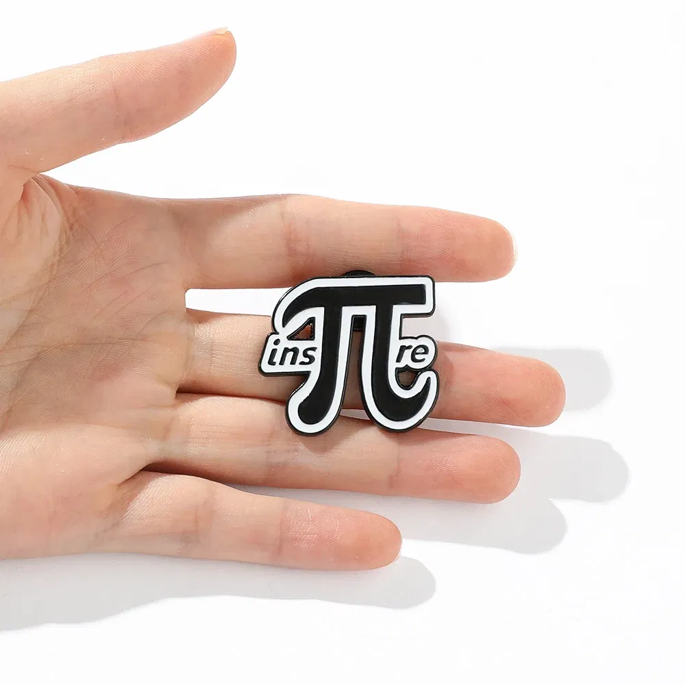 Mathematical Symbol Letters Metal Enamel Pin Badge Brooch Simple Black White Jewelry Accessories Gift for Teacher Student