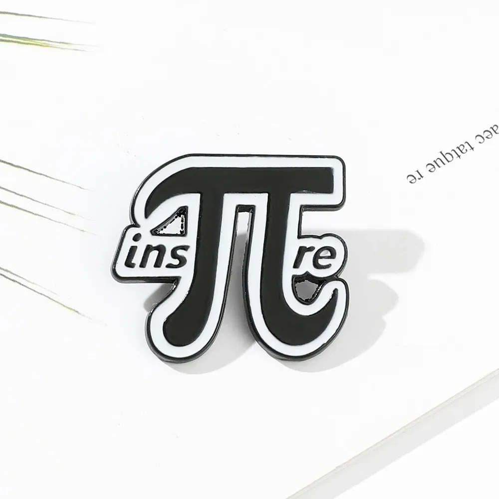 Mathematical Symbol Letters Metal Enamel Pin Badge Brooch Simple Black White Jewelry Accessories Gift for Teacher Student