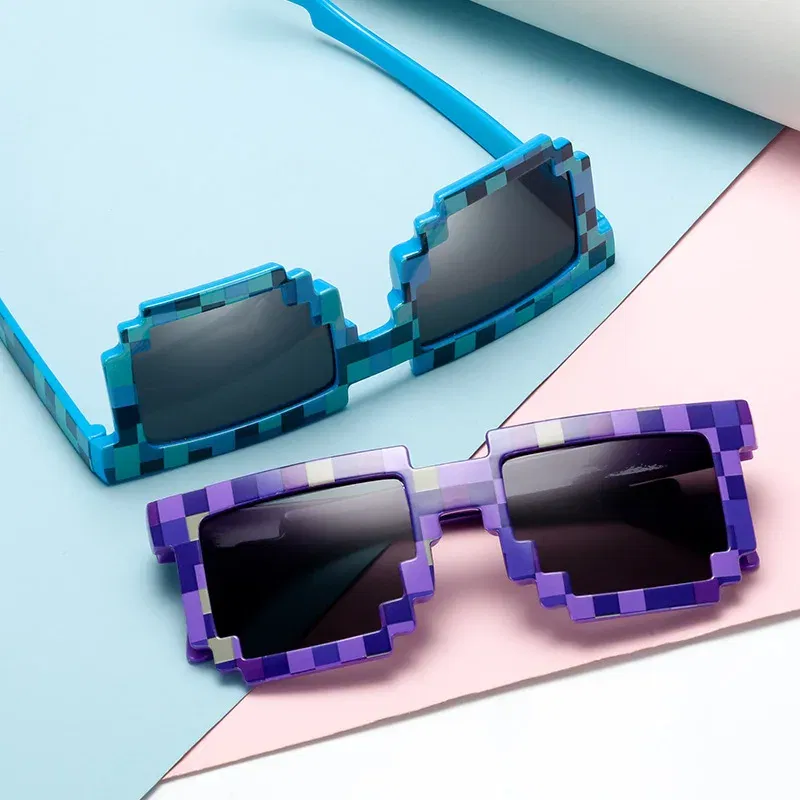 Lenses Color: GRAY - 2021 New fashion Sun Glasses Hot Sale Sunglasses Creeper Glasses Novelty Mosaic Funny Goggles Boys Girls Pixel Eyewear