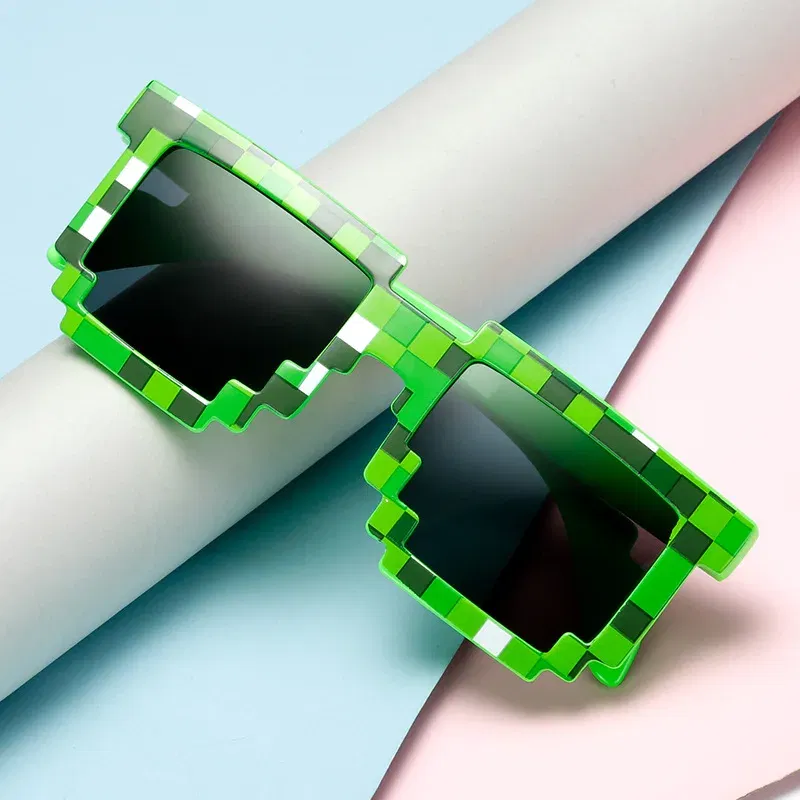 Lenses Color: GRAY - 2021 New fashion Sun Glasses Hot Sale Sunglasses Creeper Glasses Novelty Mosaic Funny Goggles Boys Girls Pixel Eyewear