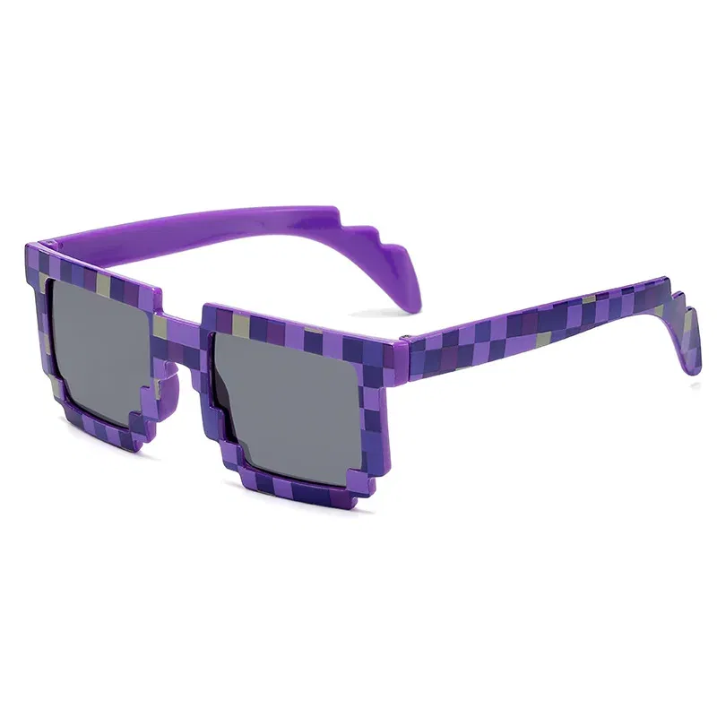 Lenses Color: GRAY - 2021 New fashion Sun Glasses Hot Sale Sunglasses Creeper Glasses Novelty Mosaic Funny Goggles Boys Girls Pixel Eyewear