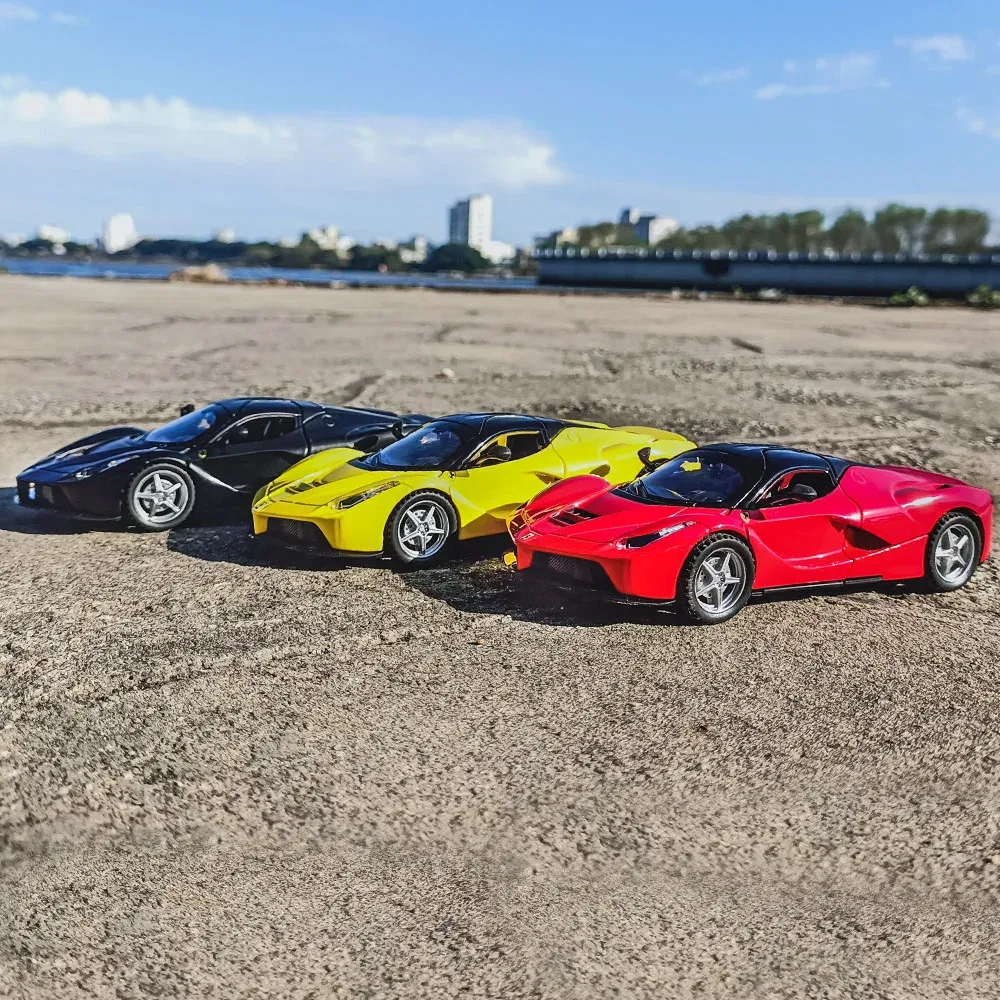 Color: Silver - 1:32 Ferrari Laferrari SF90 P80C 488 Alloy Car Model Diecasts Metal Toy Vehicles Car Model Simulation Sound Light Collect gifts