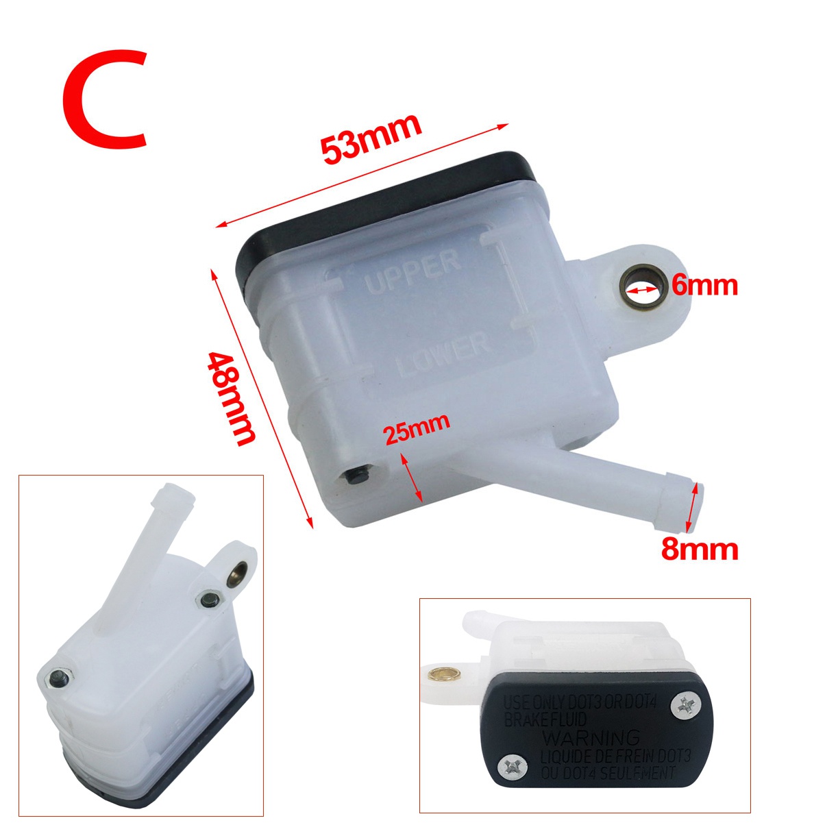 Color: WHITE - Universal Motorcycle Lever Brake Oil Tank Foot Brake Master Cylinder Oil Cup Fluid Bottle Reservoir Dirt Bike Scooter Pitbike