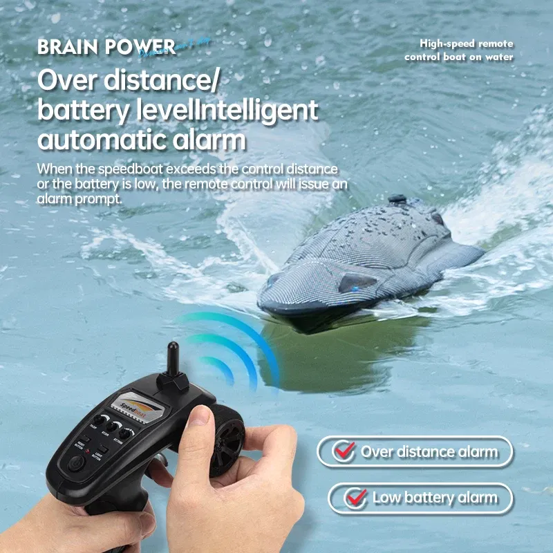 Color: black - Fy011 New 2.4g Adult Children Electric Speedboat Racing Water Toy Boat High-speed Turbojet Remote Control Boat Christmas Gift