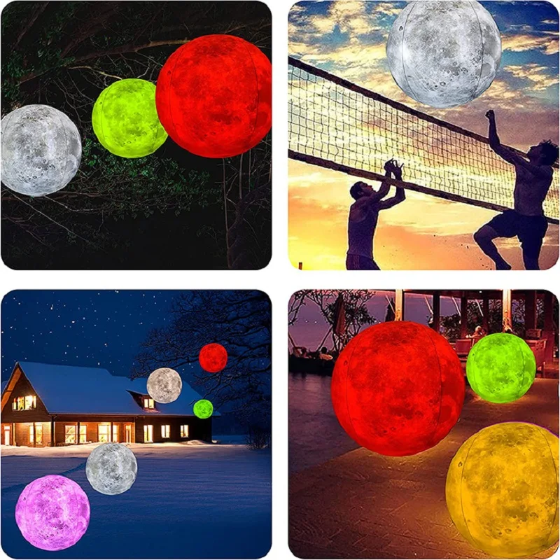 PVC40cm moon filled led16 color remote control light ball outdoor swimming pool layout inflatable floating ball beach ball