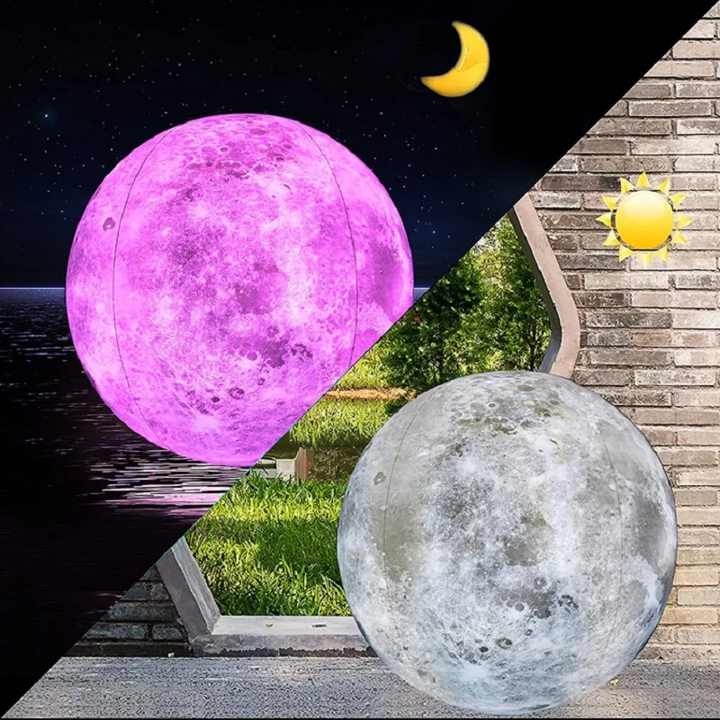 PVC40cm moon filled led16 color remote control light ball outdoor swimming pool layout inflatable floating ball beach ball