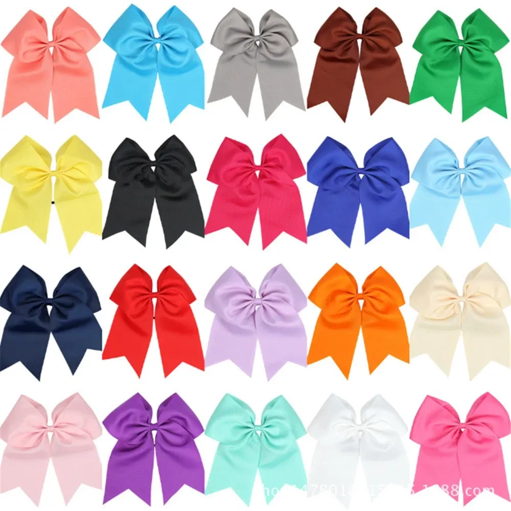 Color: Army Green - 18*19 CM Lovely Dovetail Ribbon Bowknot Baby Hair Rope Solid Color Handmade Bows Elastic Hairband Ponytail Headwear Kids Gifts