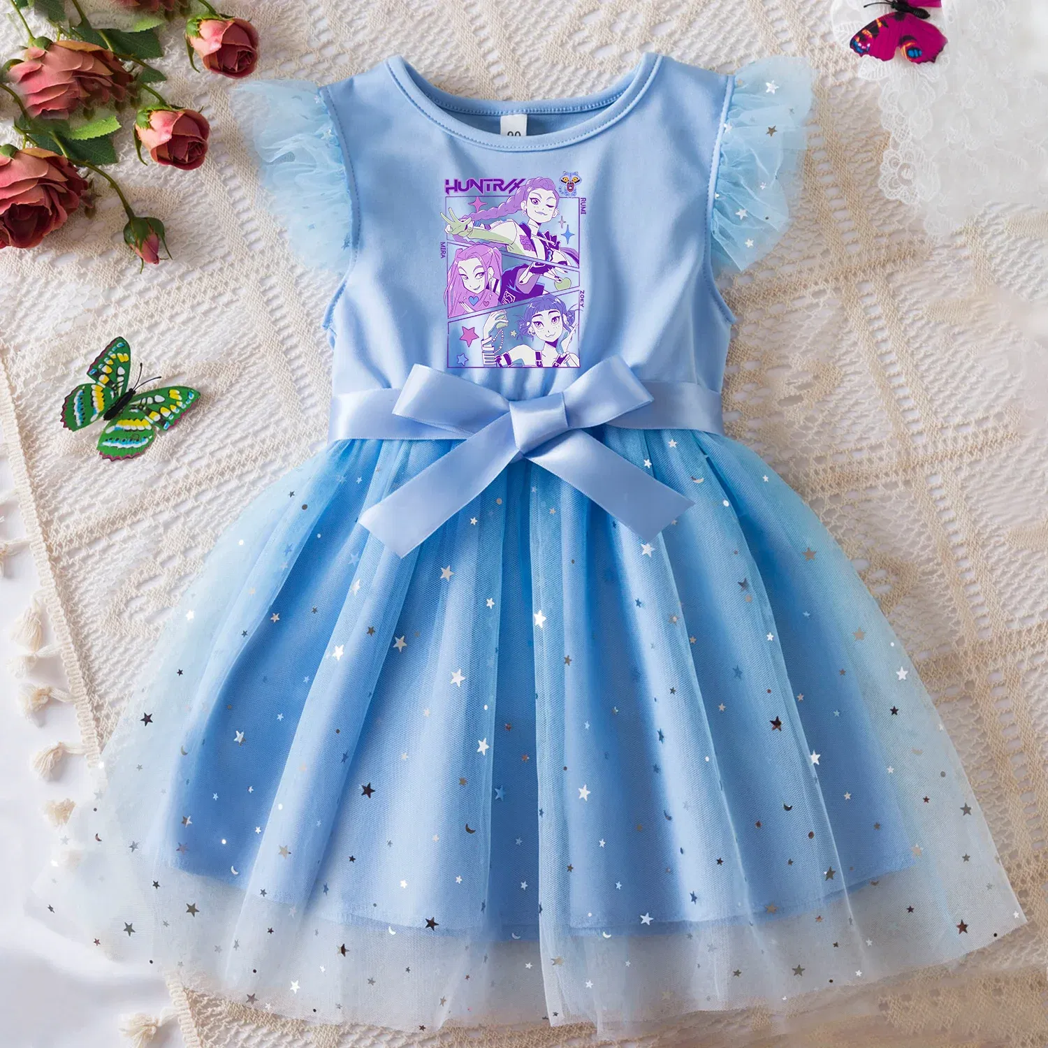 Color: Mint, Size: One Size, Height: 170 - KPop Demon Hunters Girls Dress Kids Party Halloween Carnival Birthday Party Clothes Princess Tutu Dresses Costume Children Gift