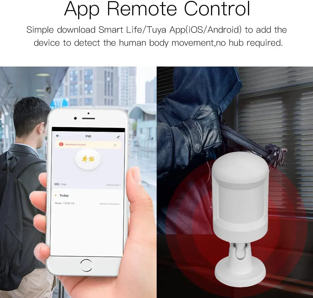 Color: PURPLE - Tuya Smart ZigBee 3.0 Battery Alexa PIR Motion Sensor Detector 5-7M 150?° Works with ZigBee BLE5.0 Bluetooth Mesh Gateway Hub