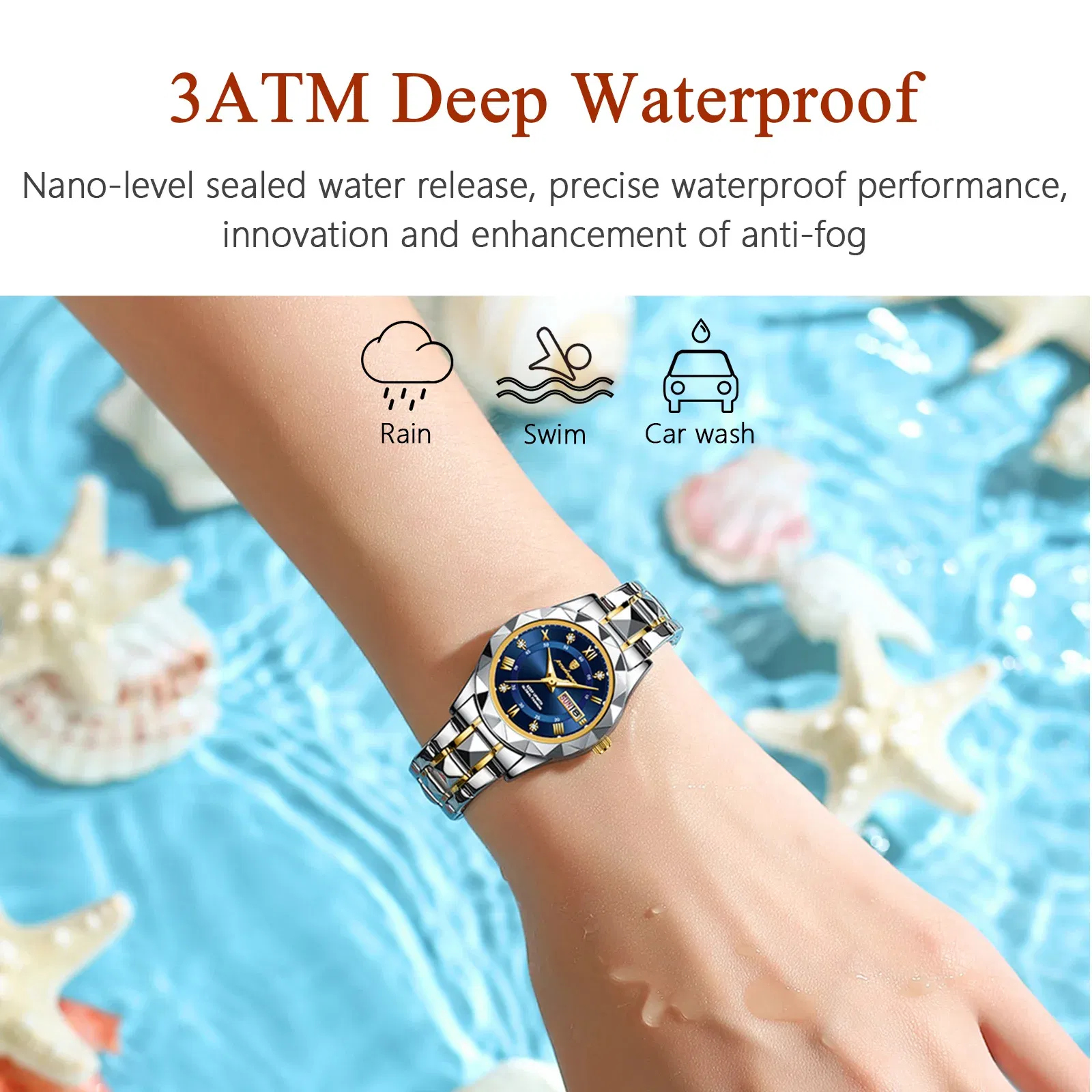 Color: Brown - POEDAGAR Luxury Ladies Dress Watch Luminous Waterproof Week Date Woman Wristwatch Stainless Steel Women Quartz Watches reloj+box