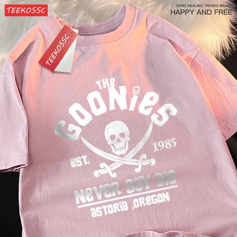 Color: GRAY, Size: M - The Goonies Never Say Die T Shirts Men Women Comfortable Crewneck Tshirt Breathable Cotton T Shirts Street Loose Couple Clothing