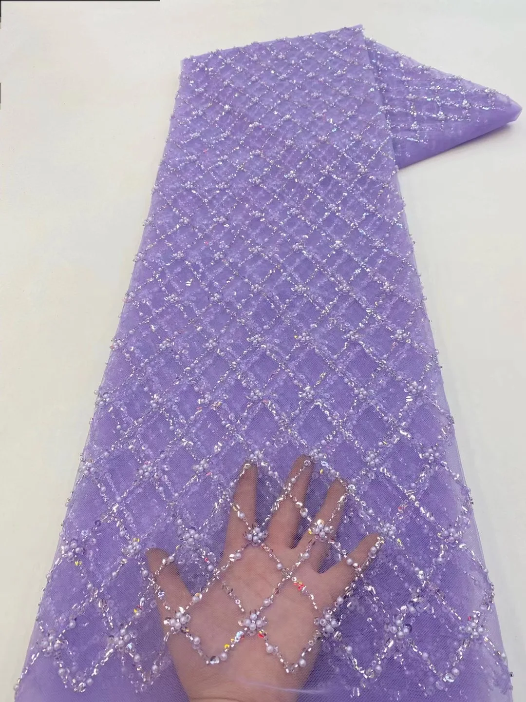 Color: black, length: 5 yards, Width: 120cm - African Lace Fabric 2024 French Beaded Lace Fabric Nigerian Sequins Embroidery Net Lace Fabrics For Bridal Party Dresses