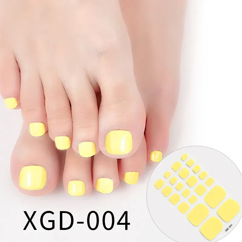 Color: Beige - Dropshipping 22tips Waterproof Toe Nail Stickers Full Cover Foot Decals Nail Art Stickers for Nails Wraps Adhesive False Nails
