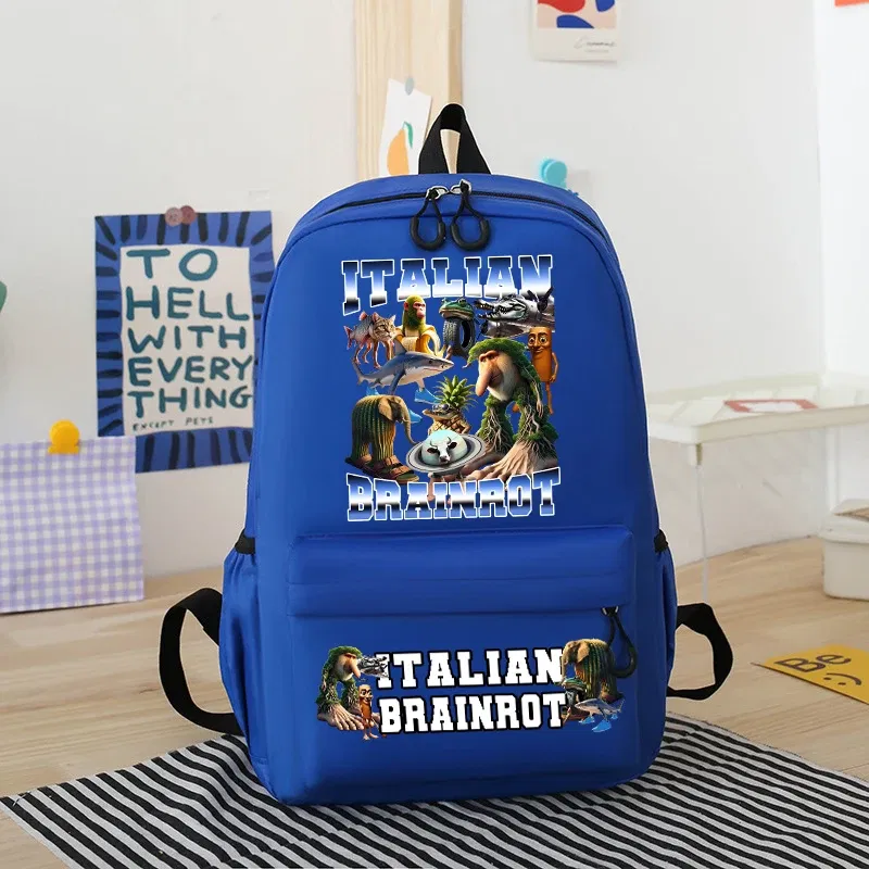 Color: Khaki - Italian Brainrot Kids Cute Schoolbag Tung Tung Tung Sahur Backpack for Boy Funny Meme Anime Knapsack Cartoon Book Bag Gifts 2025