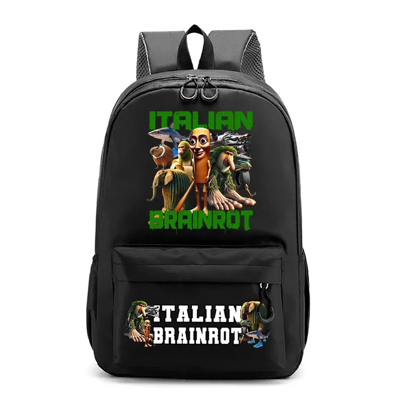 Color: Khaki - Italian Brainrot Kids Cute Schoolbag Tung Tung Tung Sahur Backpack for Boy Funny Meme Anime Knapsack Cartoon Book Bag Gifts 2025