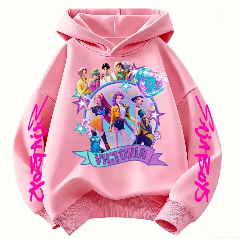 Color: SKY BLUE, Kid Size: 6 - Movie Kpop Demon Hunters Shining light ball Hoodie Men Women Cartoon Fashion Sweatshirt Male Casual boys&girls Pullover Hoodies