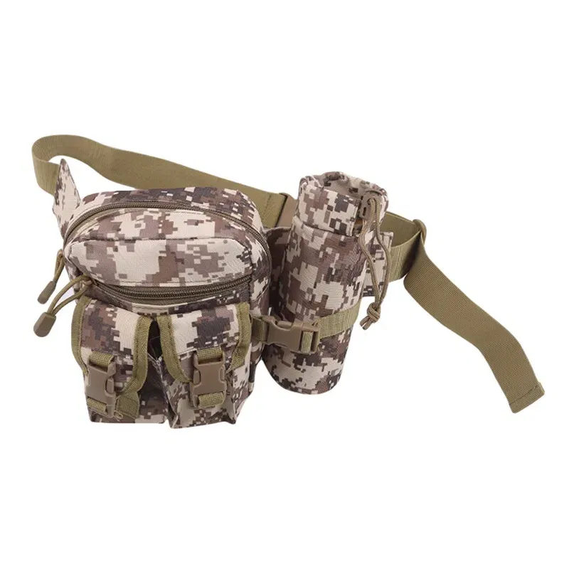 Color: Beige - Waterproof Nylon Fanny Pack Men Tactical Military Army Waist Bag Hiking Outdoor Camping Shoulder Bum Belt Bum Sport Chest Bags