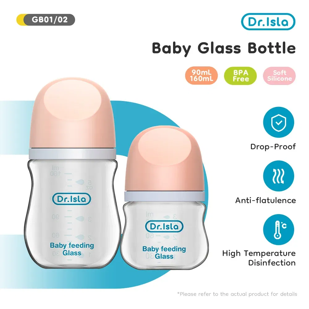 Color: Blue - Dr.isla Glass Bottles Newborn Feeding Bottles 80ML/160ML Baby Bottle Anti-flatulence Milk Feeding Bottles Infant BPA free