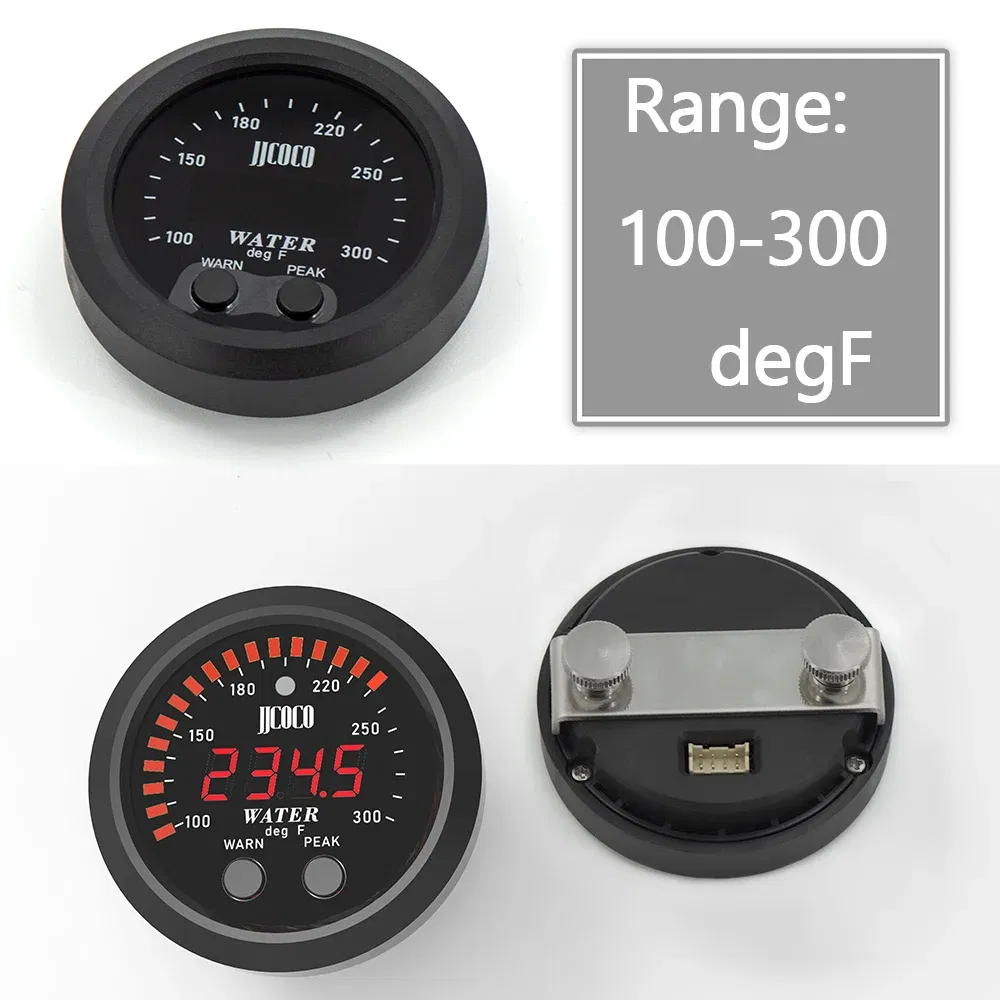 Color: Silver - 52MM 12v Racing Car Ultra-thin Water Temperature Gauge And Water Temp Joint Pipe Sensor Adapter 1/8NPT