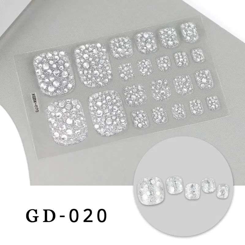 Color: Lavender - Colorful Nail Stickers Foot Shiny Glitter Nails Charms Full Cover Self-Adhesive Nail Polish Stickers for Nails Art