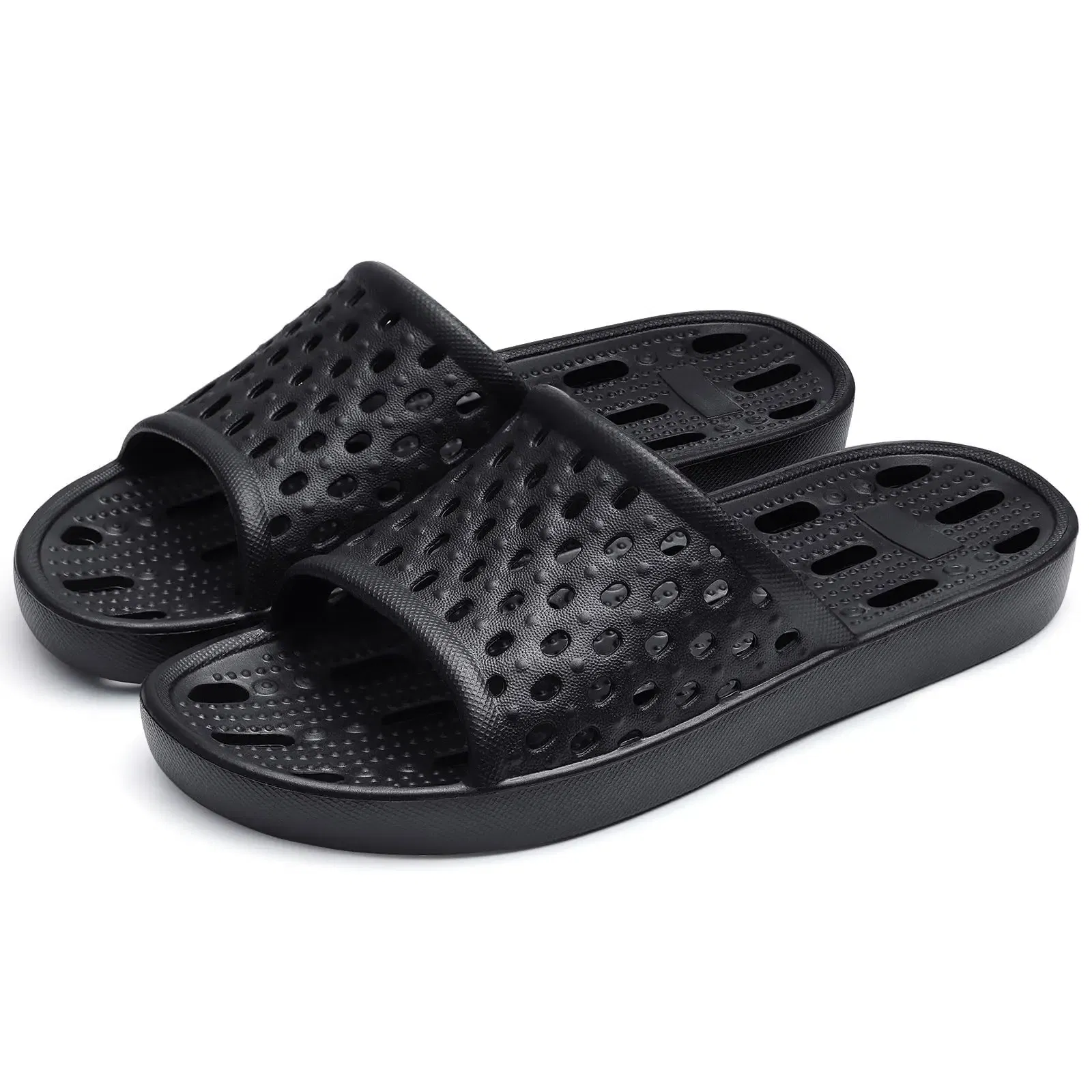 Color: LIGHT BLUE, Shoe Size: 38 - Pallene Summer New Shower Shoes For Women Quick Dry Pool Sandals With Drain Holes Bathroom Slides Lightweight EVA Home Slippers