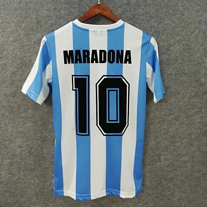 Color: Blue, Size: 7T - Soccer Jersey - Blue & White Stripes Maradona #10 Legendary Player Tribute Must - Have for Football Fans