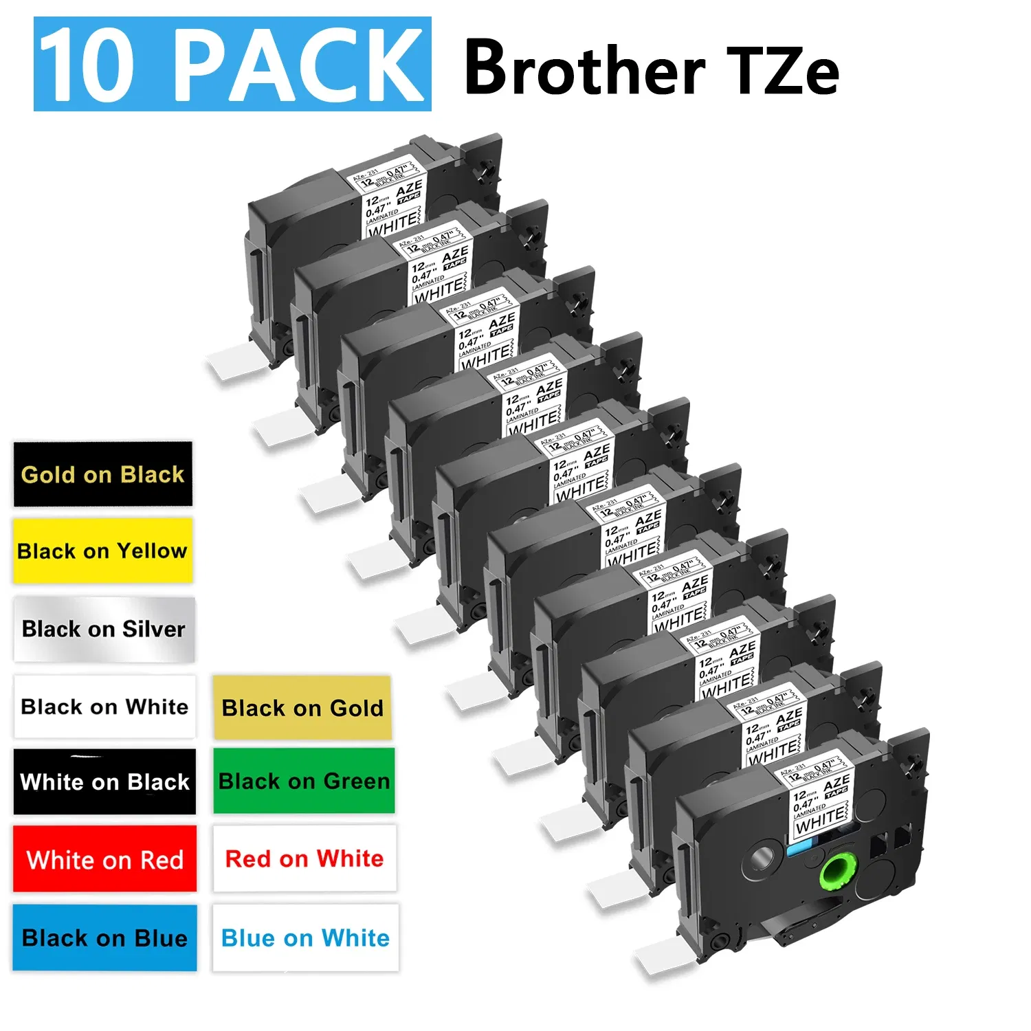 Color: LC, Width: 6mm - Greencycle 10PK TZe 231 Label cassettes Compatible for Brother Ptouch Printer Black on white Label tape 6mm 9mm 12mm 18mm 24mm