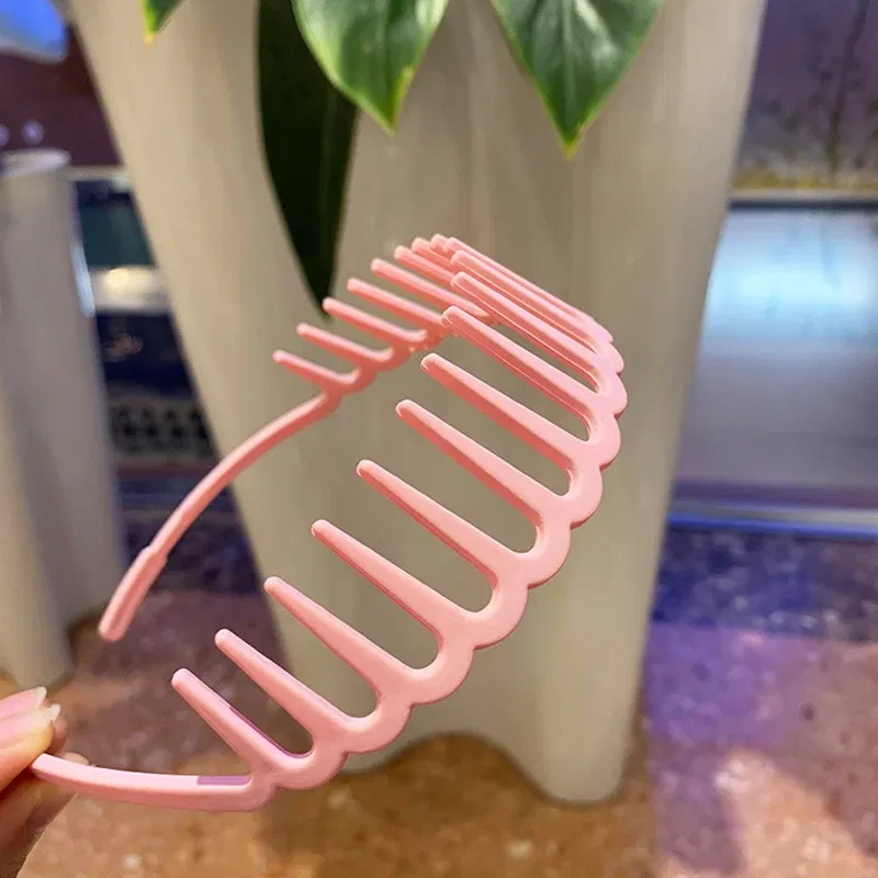 Color: Lavender - Resin Hair Comb Hairbands Hair Accessories Matte Hair Hoop with Teeth Non-slip Head Hoop Frosted Makeup Dressing Thin Headband