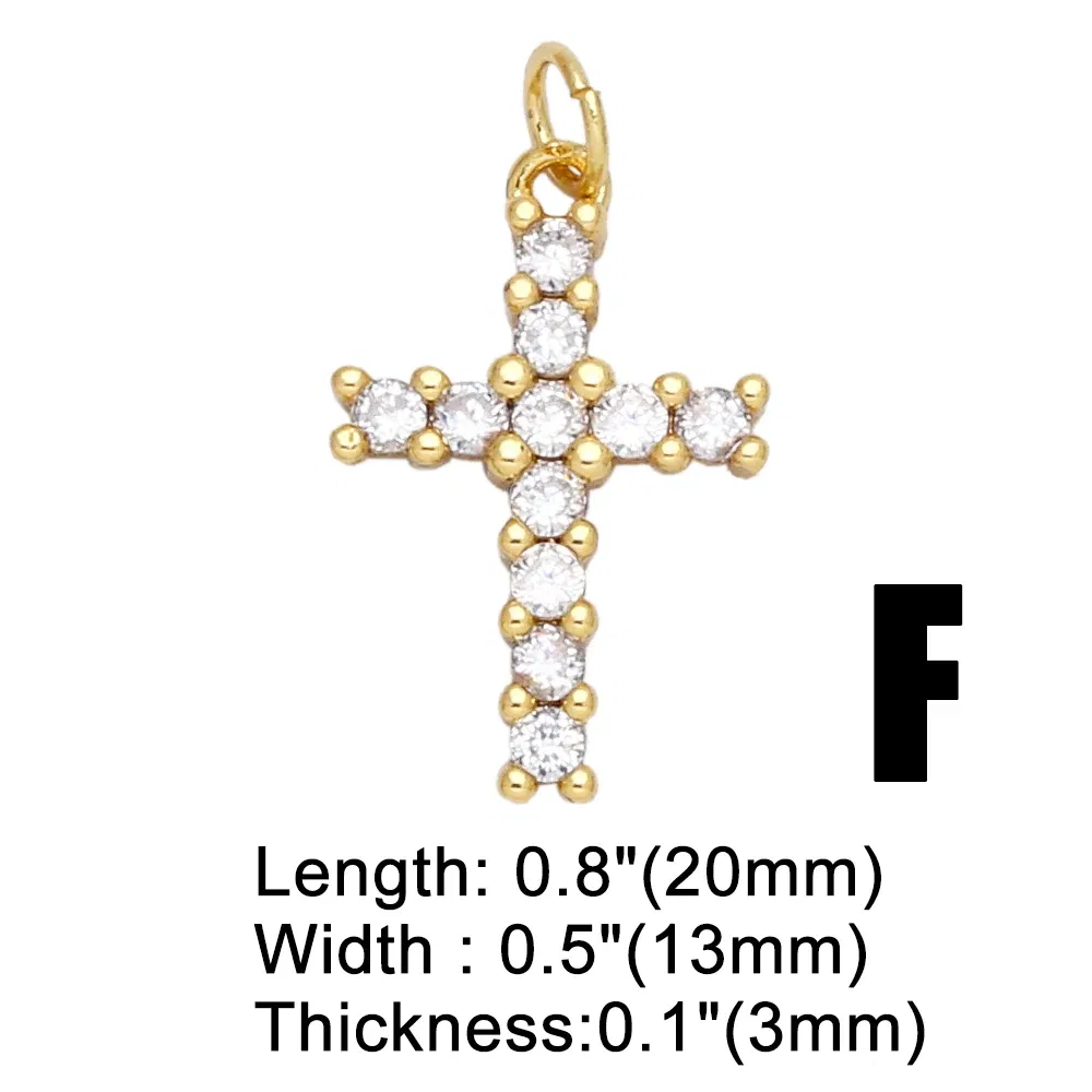 Metal color: Rhodium Plated - OCESRIO Virgin Mary Charms for Necklace Earrings Gold Plated Copper CZ Cross FE Handmade Jewelry Making Supplies DIY chma151