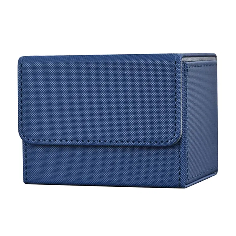 Color: Blue - Card Deck Box , Card Storage Box Fits 100 single  Sleeved Cards, PU Leather Strong Magnet Card Deck Case for TCG Cards