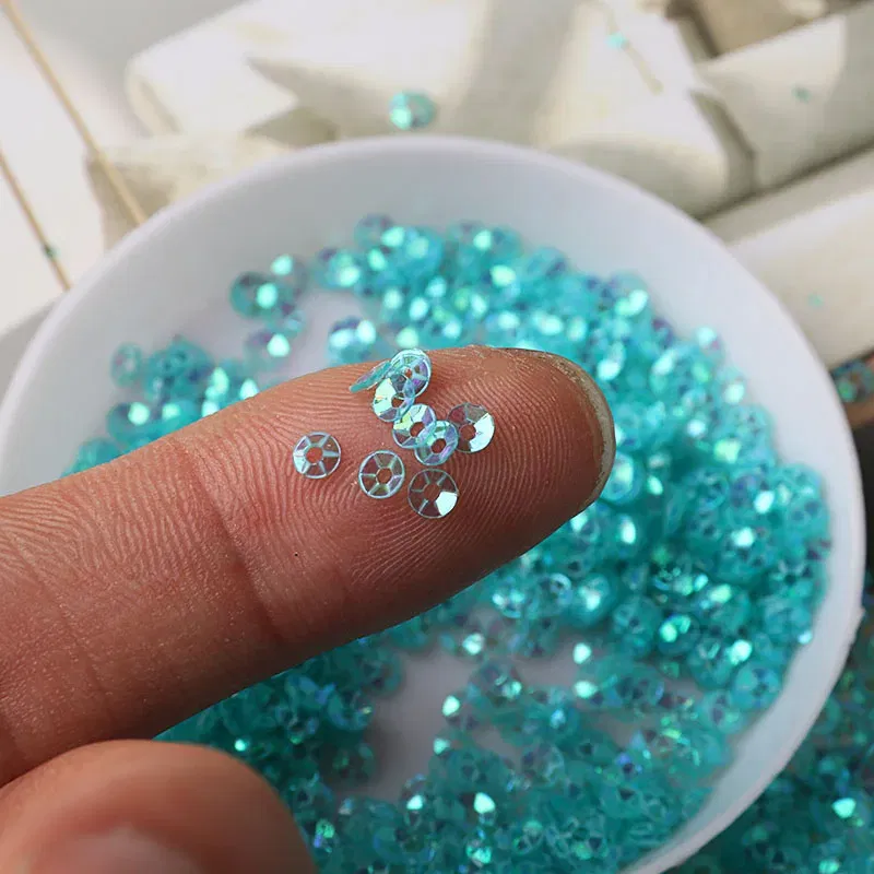 Color: DULL - 10g/pack 3mm Cup PVC Round Transparent Crystal Loose Sequins Sewing Wedding Craft Women Kids DIY Garment Nail Accessories