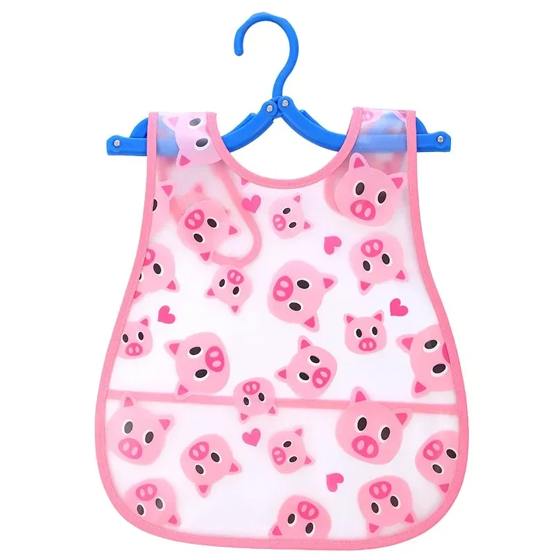 Color: GRAY - Adjustable Baby Bibs Stuff Kerchief Bandanas Stuff EVA Plastic Waterproof Lunch Feeding Cute Cartoon Children Apron Burp Cloths
