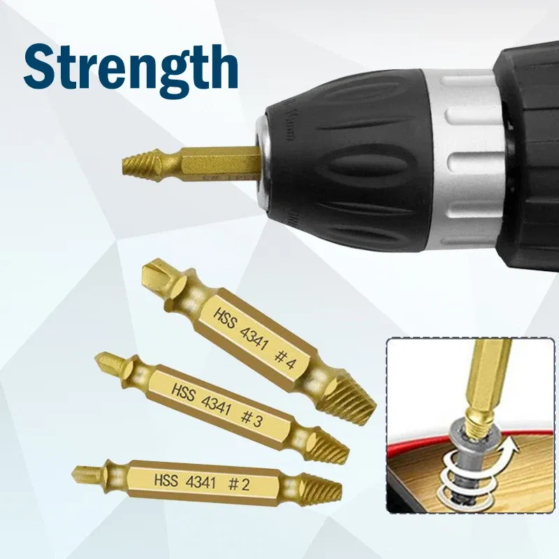 Color: Red - Broken Double Head Screw Extractor Sliding Thread And Broken Wire Remover 4341 Hexagon Drill Set Broken Wire Extractor