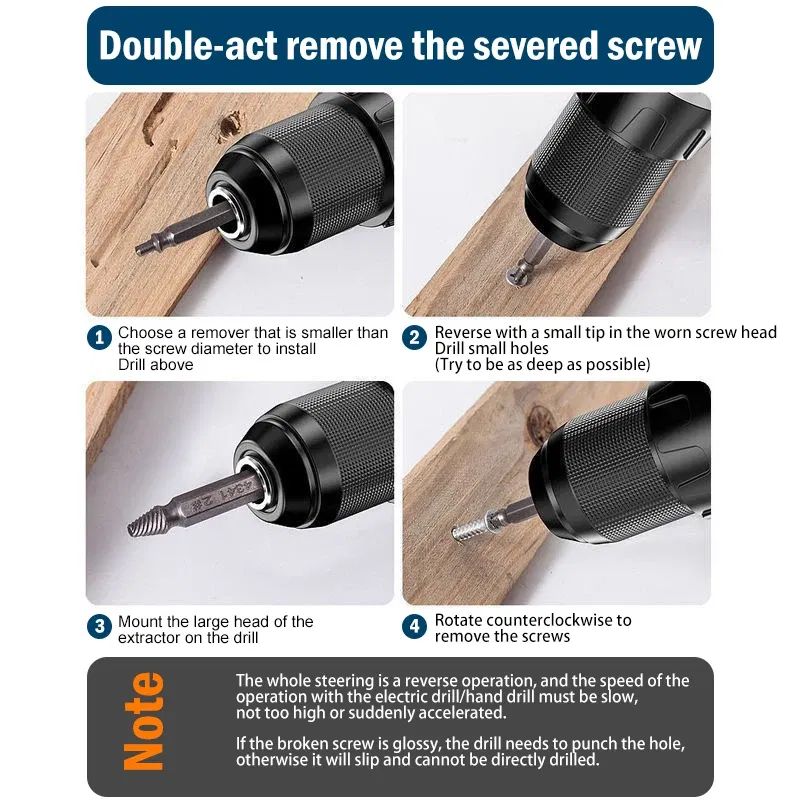 Color: Red - Broken Double Head Screw Extractor Sliding Thread And Broken Wire Remover 4341 Hexagon Drill Set Broken Wire Extractor