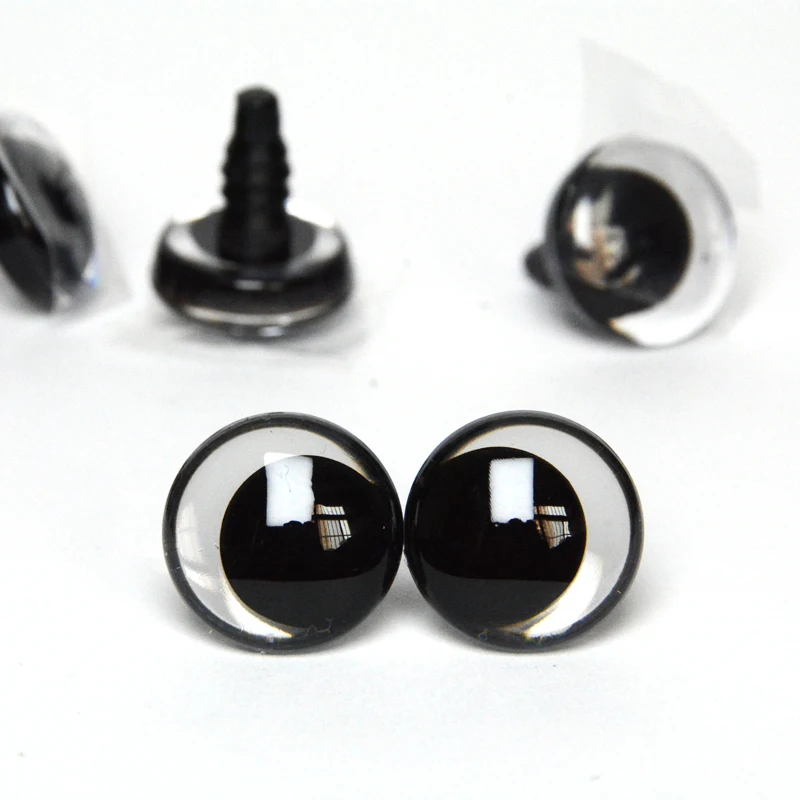 Color: WHITE, Size: L - 20pcs 12mm 14 16 18 20 25 30mm 3D Cartoon Clear toy animal safety strange eyes doll eyes eyes with hard washer-size option