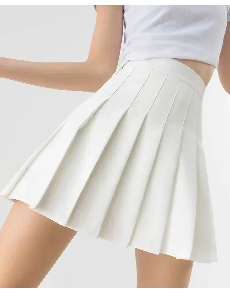 Color: Beige, Size: XXL - High Waist Pleated Skirt Slim A-Line Mini Harajuku Punk Sexy Female Summer Gothic Clothes Korean Fashion Clothing
