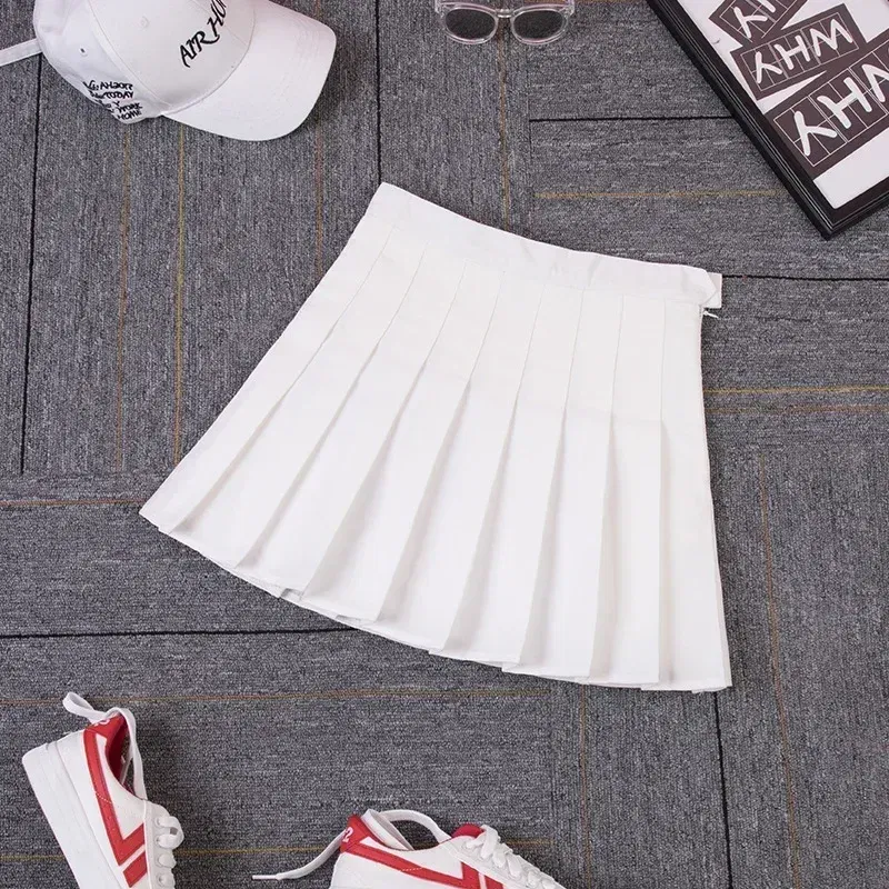Color: Beige, Size: XXL - High Waist Pleated Skirt Slim A-Line Mini Harajuku Punk Sexy Female Summer Gothic Clothes Korean Fashion Clothing