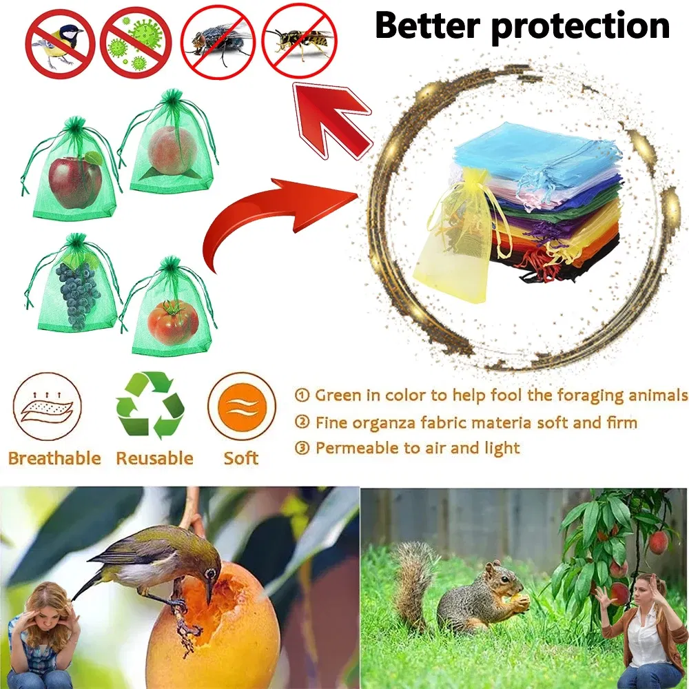 Color: Dark Khaki, Size: 7XL - 20-200PCS Vegetable Grapes Fruit Grow Bags Fruit Protection Bags Garden Anti-Bird Netting Mesh Bag Strawberry Bags Garden Tools