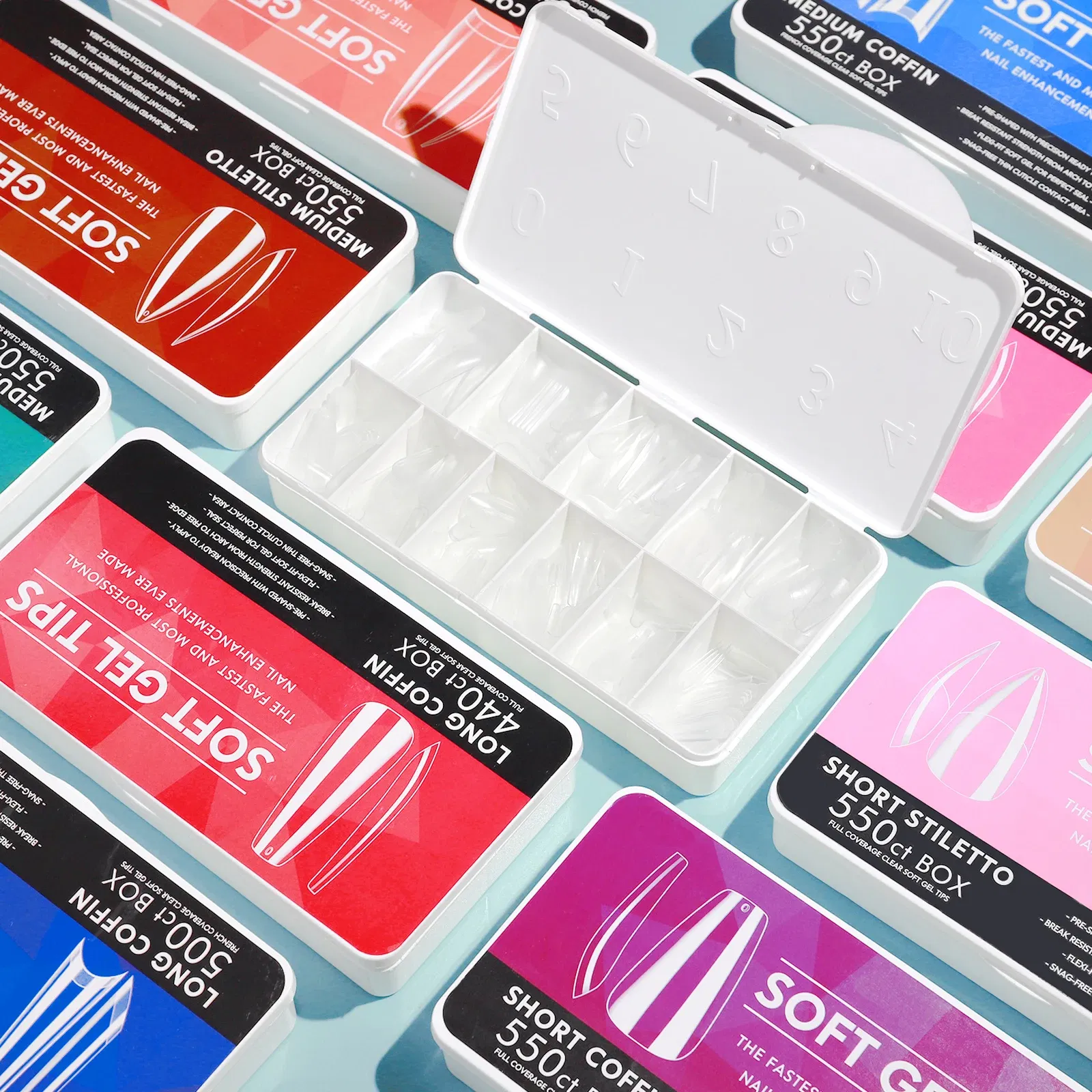 Color: Ivory - 1 Box Clear Acrylic Long Fake Nails Capsules Almond French Coffin Full Half Cover False Nails Artificial Nail Soft Gel Tips
