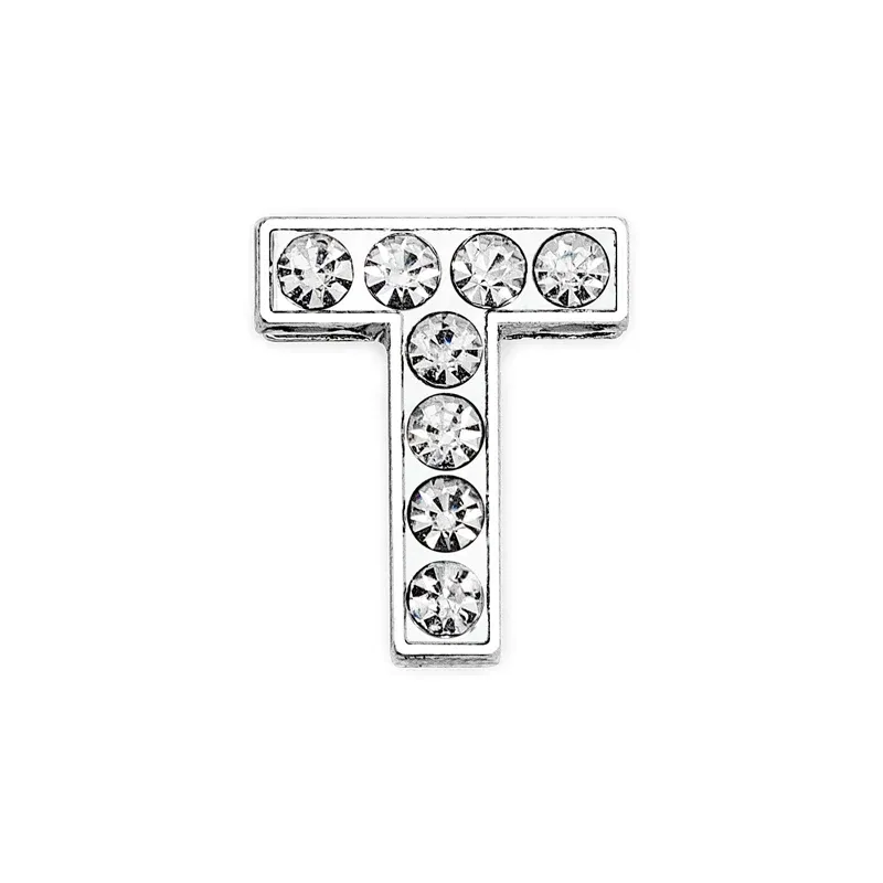 Color: Light Pink - Rhinestone Slide Charms Letters For Jewelry Making Women Bracelet 8mm Alphabet A-Z Pet Collar Necklace DIY Accessories Gift