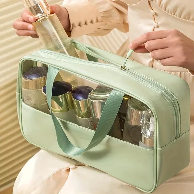 Color: Yellow, Ships From: CHINA - 3 Pcs Portable Transparent Cosmetic Bag Set, Makeup Organizer Bags With Zipper And Handle, Fashionable Women's Travel Toiletry