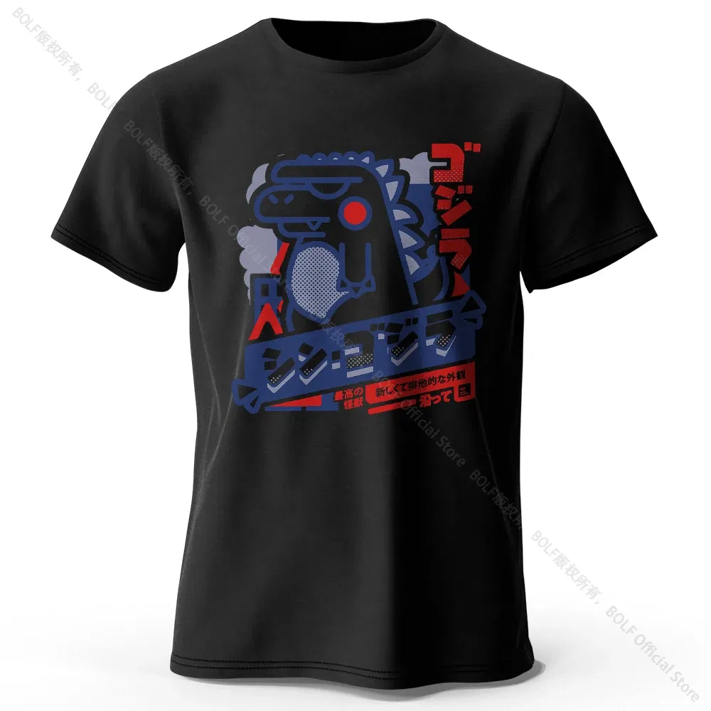Color: black, Size: M - Harajuku Kawaii Animal Printed 100% Cotton T-Shirt, Lightweight Round Neck Short Sleeve Tee, Unisex Casual Wear