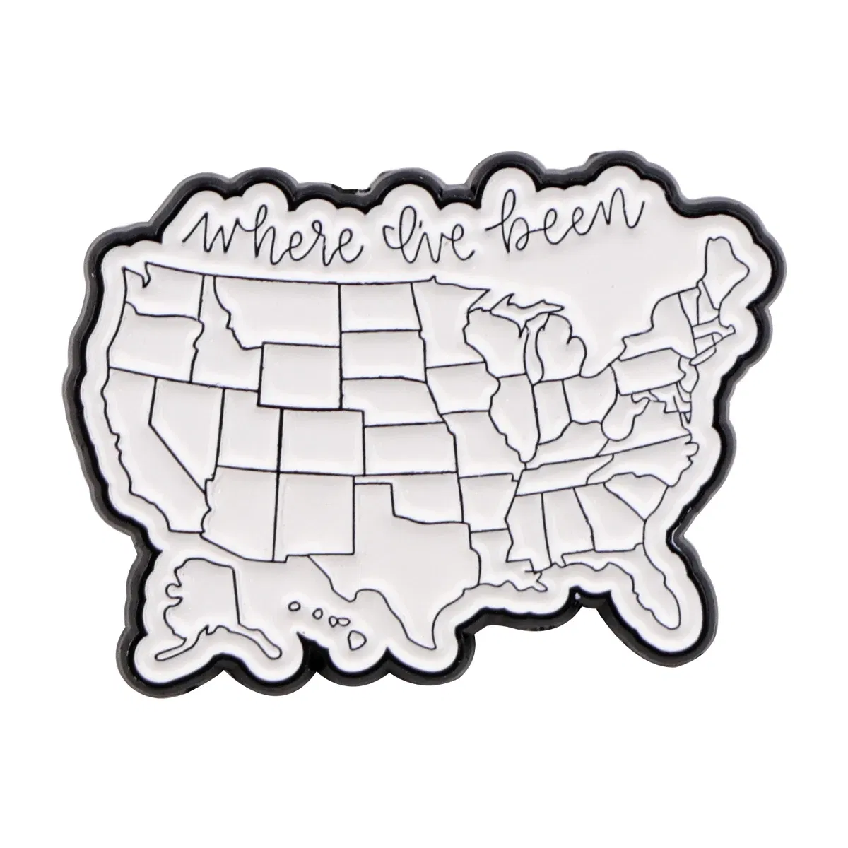 Metal color: Antique Bronze Plated, Color: WHITE, Main Stone Color: WHITE - American Map Enamel Pins Brooches Woman Men Backpack Bags Badge Fashion Quotation Lapel Jewelry Kids Friends Birthday Gifts