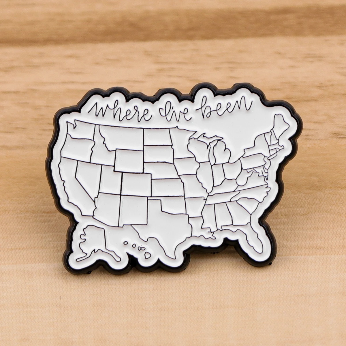 Metal color: Antique Bronze Plated, Color: WHITE, Main Stone Color: WHITE - American Map Enamel Pins Brooches Woman Men Backpack Bags Badge Fashion Quotation Lapel Jewelry Kids Friends Birthday Gifts