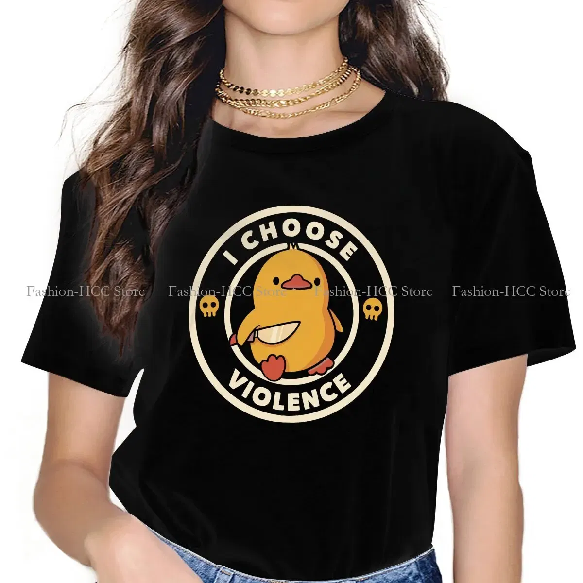 Color: WHITE, Size: M - I Choose Violence Funny Duck Polyester TShirts By Tobe Fonseca Personalize Homme T Shirt Funny Tops